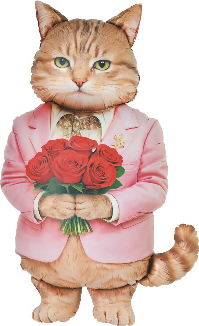 Шар (42''/107 см) Фигура, Кот Романтик, Сатин, 1 шт. в уп.